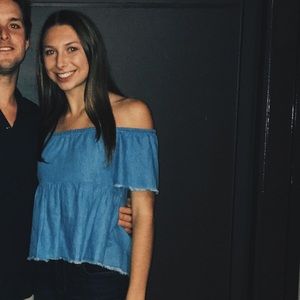 Off shoulder chambray top